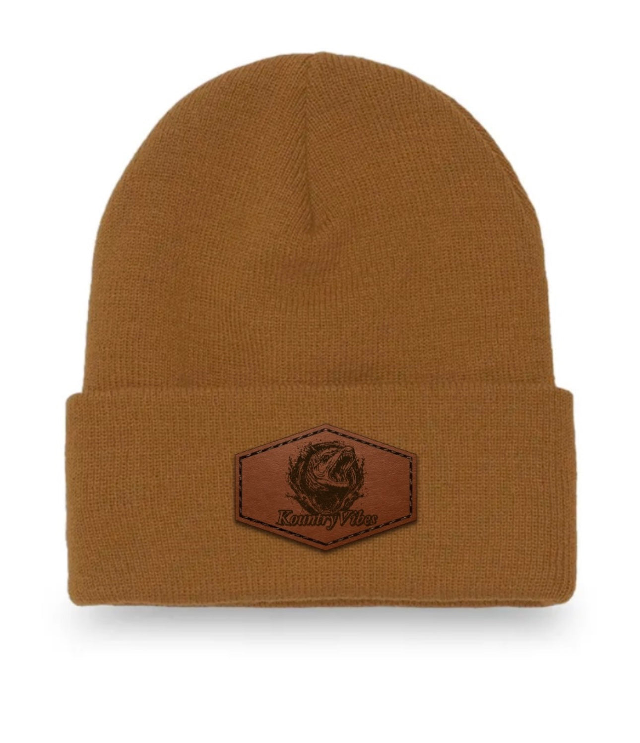 Caramel KountryVibes Beanie with Dark Patch