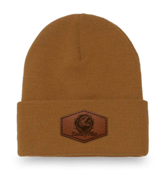 Caramel KountryVibes Beanie with Dark Patch